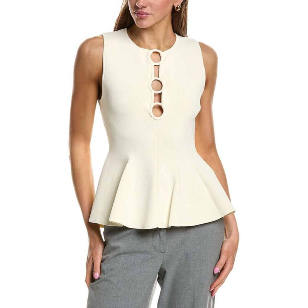Endless Rose Womens Ring Detailed Flare Knit Top, White